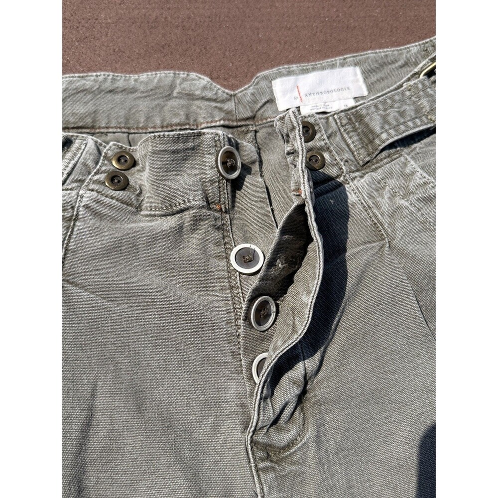 ANTHROPOLOGIE Liza Utility Shorts pleated button front stretch shorts sz 26 - Picture 3 of 10